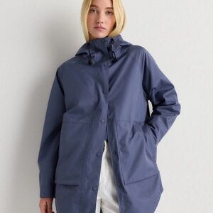 Quince Women's Weatherproof Oversized Rain Jacket in Storm Blue Size X-Small 445